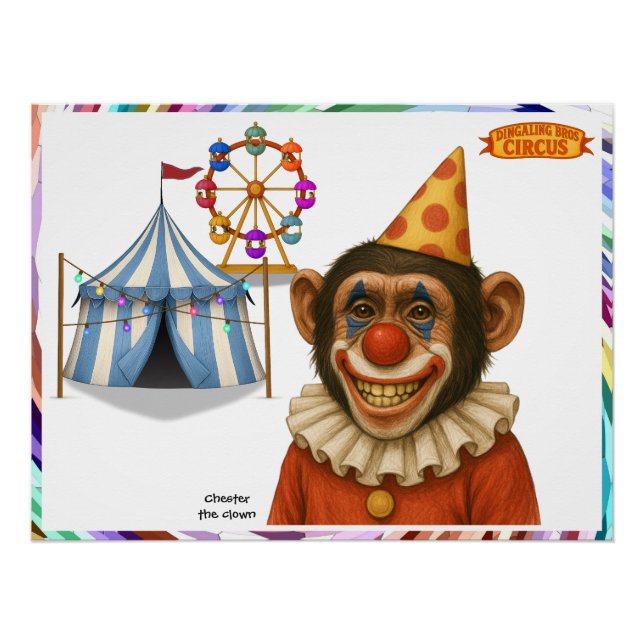 Póster Chester el payaso chimpancé (Anverso)