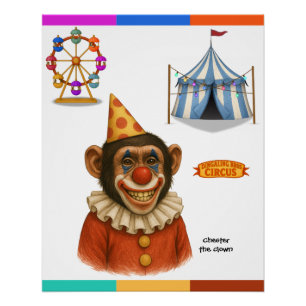 Póster Chester el payaso chimpancé