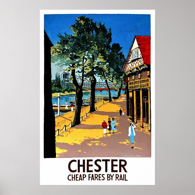 Póster Chester, Inglaterra, muelle de la ciudad, estación (Frente)