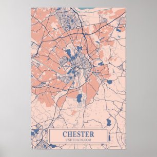 Póster Chester Reino Unido Mapa de la ciudad ventosa Viaj