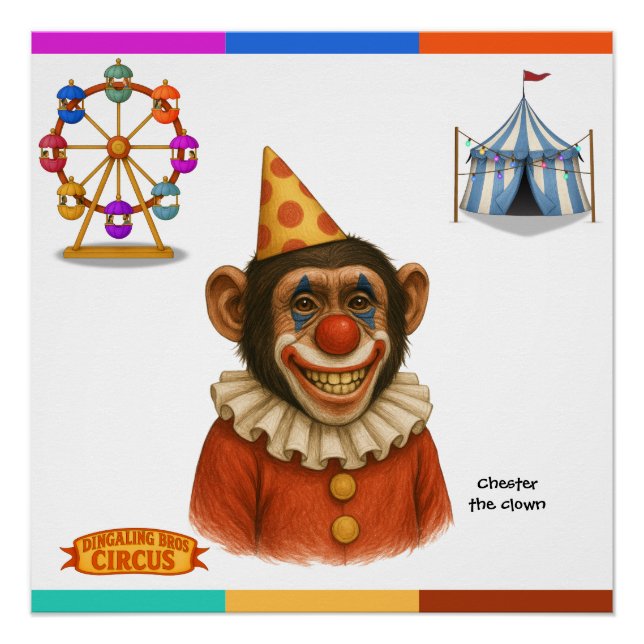 Póster Chester the chimp clown (Anverso)