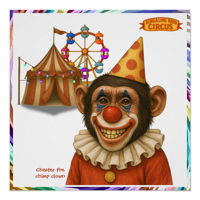 Póster Chester the chimp clown (Anverso)
