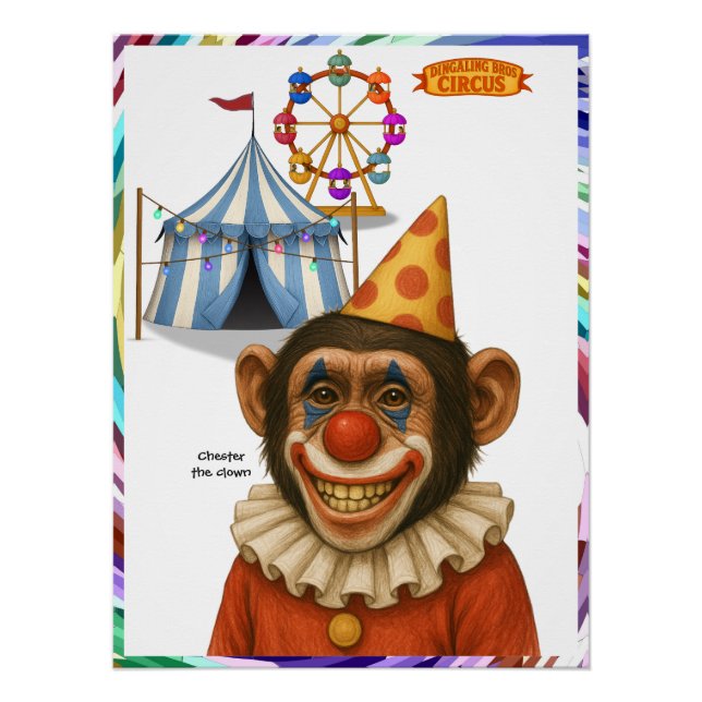 Póster Chester the chimp clown (Anverso)