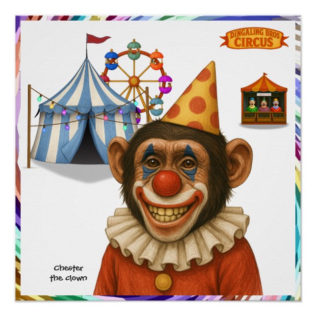 Póster Chester the chimp clown (Anverso)