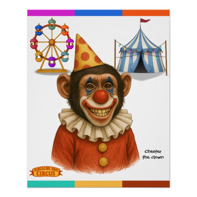 Póster Chester the chimp clown (Anverso)