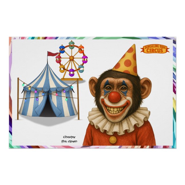 Póster Chester the chimp clown (Anverso)