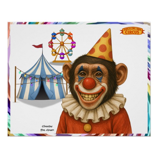 Póster Chester the chimp clown (Anverso)
