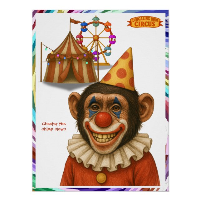 Póster Chester the chimp clown (Anverso)