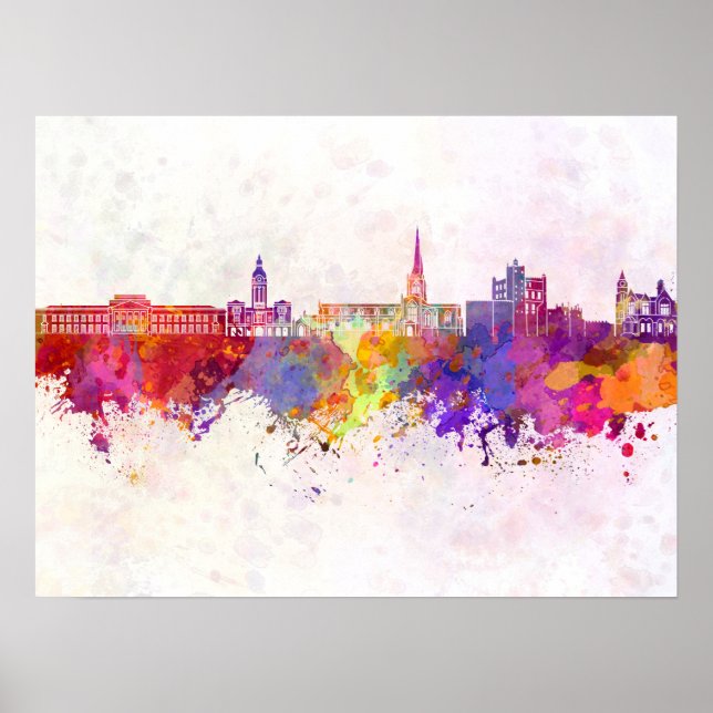 Póster Chesterfield skyline in watercolor background (Frente)