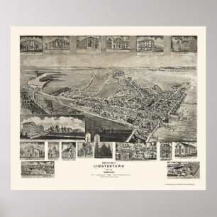 Póster Chestertown, Mapa Panorámico MD - 1907