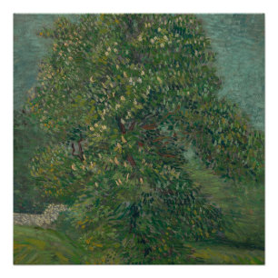 Póster chestnut tree in bloom