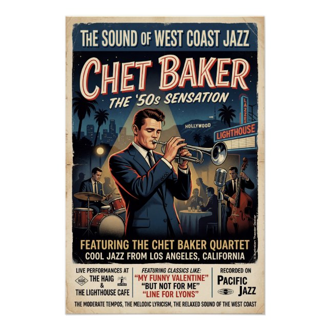 Póster Chet Baker 1950  (Anverso)