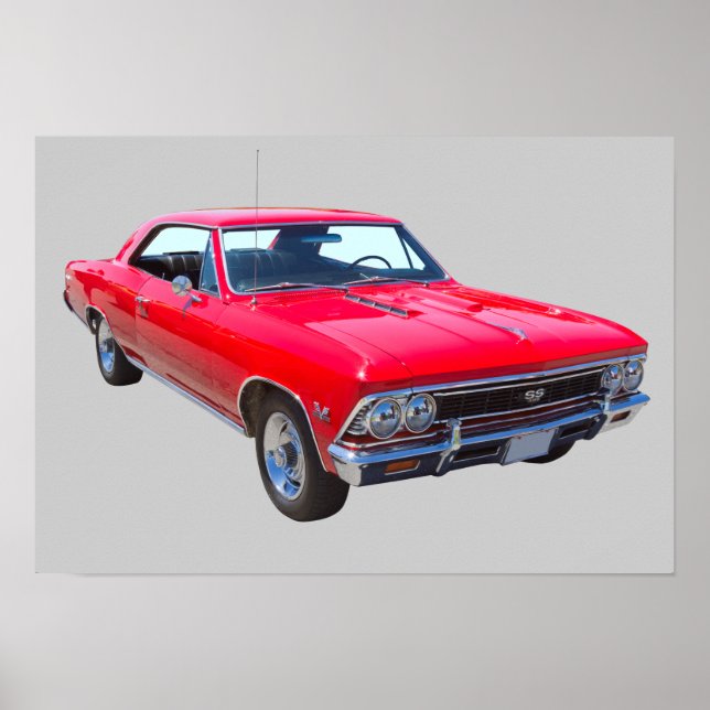 Póster Chevelle Chevy Chevelle roja 1966 SS 396 (Frente)