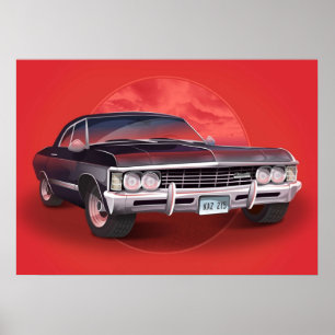 Póster Chevorlet Impala Supernatural TV SHow 1967