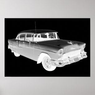Póster Chevrolet Bel Air Classic Car Art de 1955