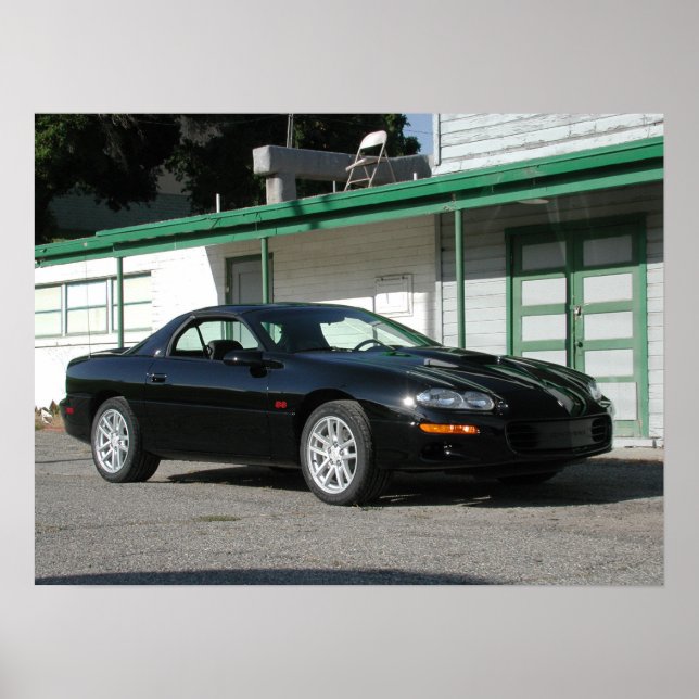 Póster Chevrolet Camaro Z28 SS negro 2001 (Frente)