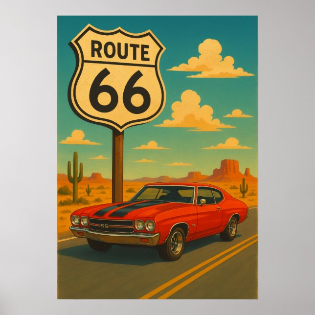Póster Chevrolet Chevelle SS - Ruta 66 (Frente)