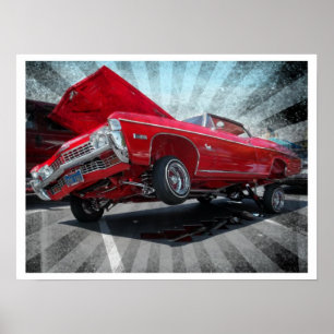 Póster Chevrolet Impala Poster de Lowrider Rojo 1968