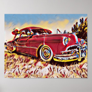 Póster Chevrolet Lowrider Bomb Red Low Rider Chevy Art