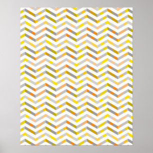 Póster Chevron acodado naranja gris