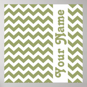 Póster Chevron de Safari Verde con texto personalizado