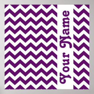 Póster Chevron de Safari Violeta Africana con texto perso