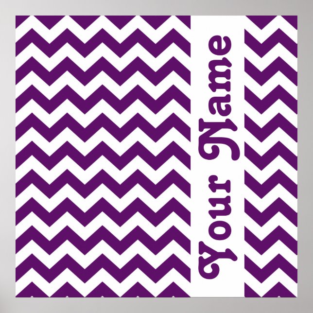 Póster Chevron de Safari Violeta Africana con texto perso (Frente)