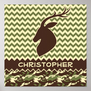 Póster Chevron Deer Buck Camouflage Personalize