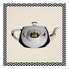 Póster Chevron Floral Triple Teapots