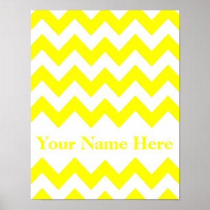Póster Chevron negrita amarillo con monograma