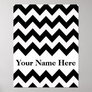 Póster Chevron negrita negro con monograma