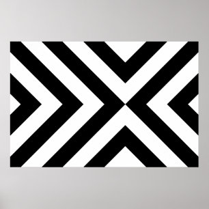 Póster Chevron negro y blanco