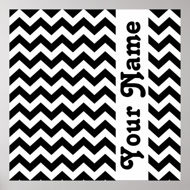 Póster Chevron Safari negro con texto personalizado (Frente)