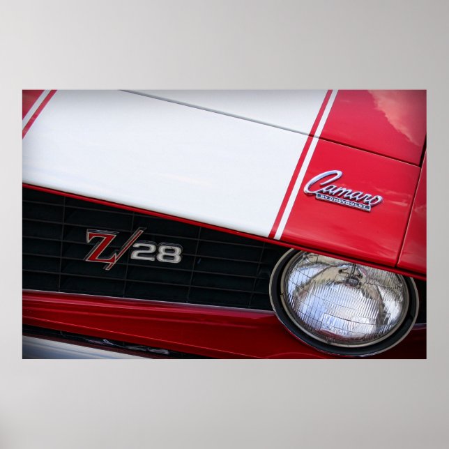 Póster Chevy Camaro Z/28 Rojo 1969 (Frente)