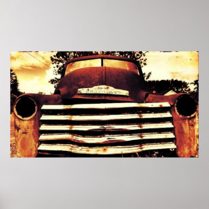 Póster Chevy viejo que cultiva el camión