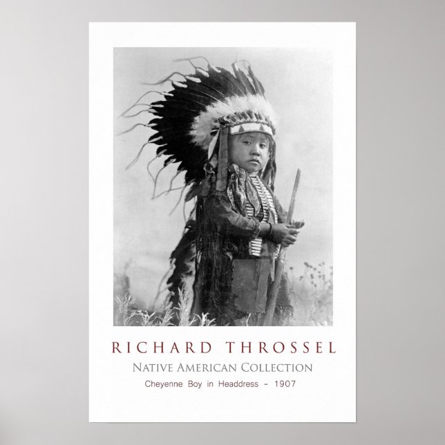 Póster Cheyenne Boy en Headdress (Frente)