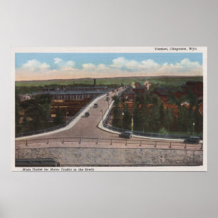 Póster Cheyenne, WY - viaducto y mercado principal para