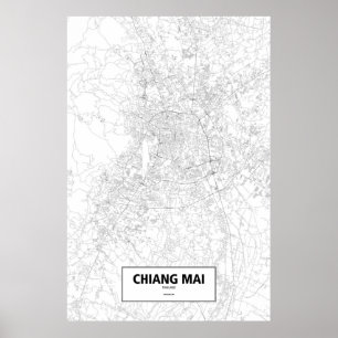Póster Chiang Mai, Tailandia (negro en blanco)