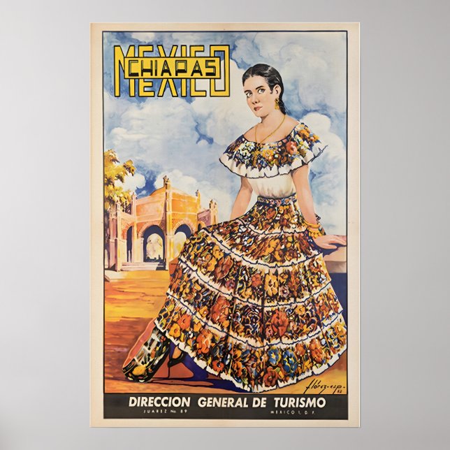 Póster Chiapas Art Mexico Travel Poster Mexican Print  (Frente)