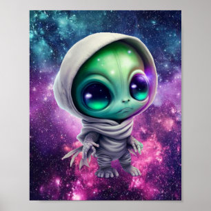 Póster Chibi Alien en Hoodie