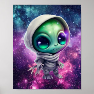 Póster Chibi Alien en Hoodie