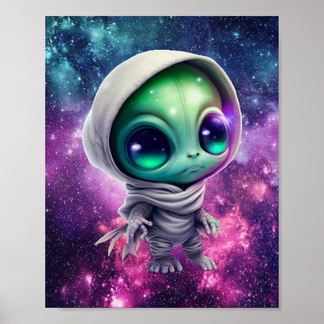 Póster Chibi Alien en Hoodie (Frente)