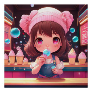 Póster Chibi Art Chibi Carácter helado