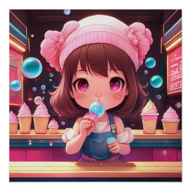 Póster Chibi Art Chibi Carácter helado (Anverso)