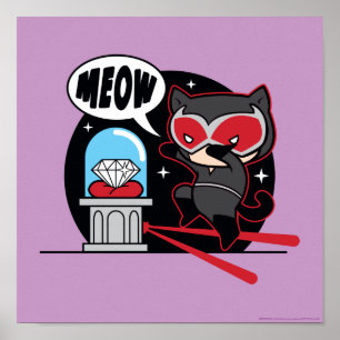 Póster Chibi Catwoman Robando un diamante