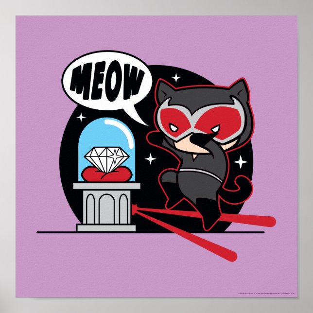 Póster Chibi Catwoman Robando un diamante (Frente)