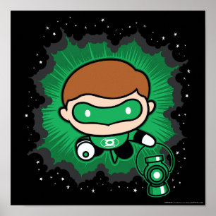 Póster Chibi Green Lantern Flying Through Space