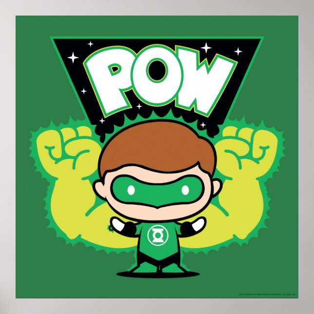 Póster Chibi Green Lantern Formando puños gigantes (Frente)