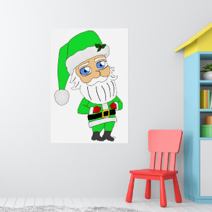 Póster Chibi Santa traje verde