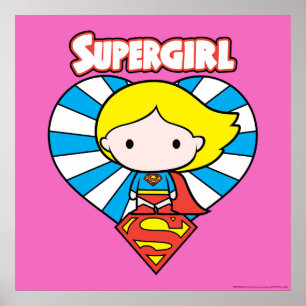Póster Chibi Supergirl Starburst Heart and Logo